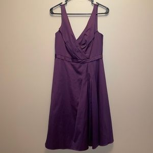 David's Bridal Sleeveless V Neck Cotton Sateen Dress - Plum - size 6